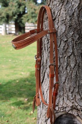 Picture of Natural western lightly tooled bridle